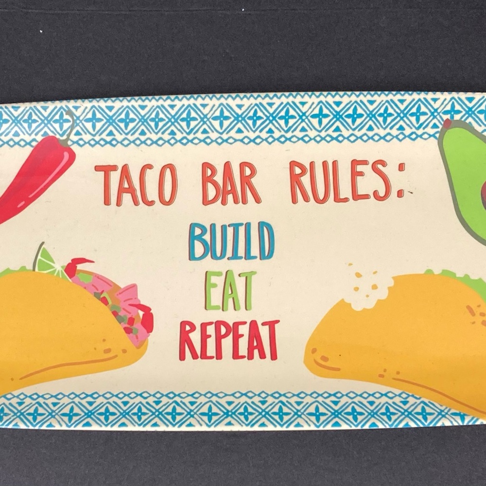 NOVOGRATZ  Taco Bar Rules Appetizer Snack Platter  FUN PARTY Tray